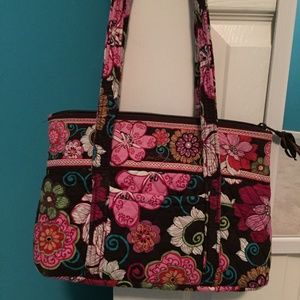 Vera Bradley Mod Pink Brown Floral Purse